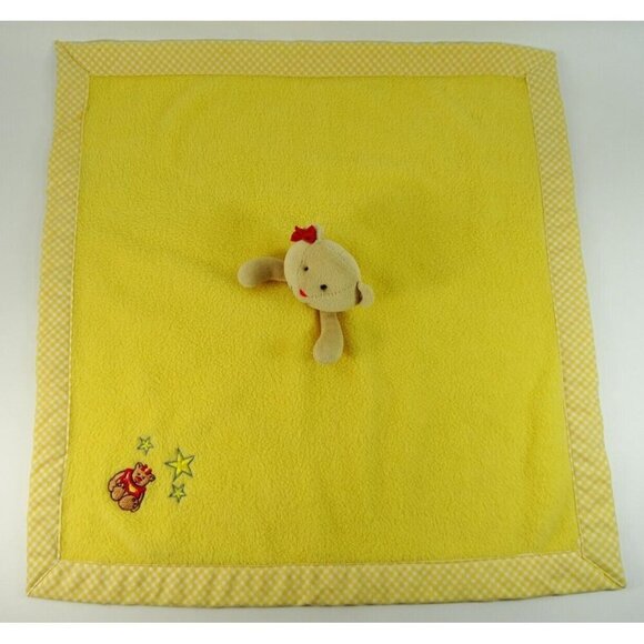 Vintage Lovey Baby Blanket with Plush Bear Head Yellow Fleece - Picture 9 of 12